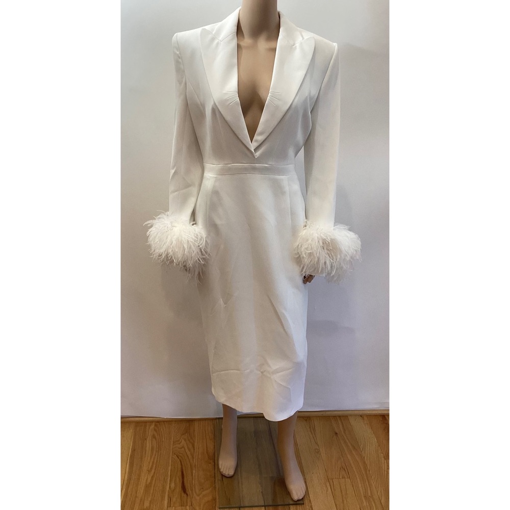 ANDREW GN FEATHER TRIM BLAZER MIDI DRESS 2023 COLLECTION